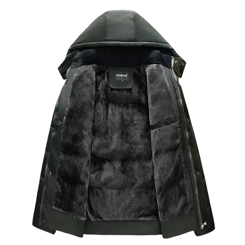 Men's down jacket with a hood and down lining