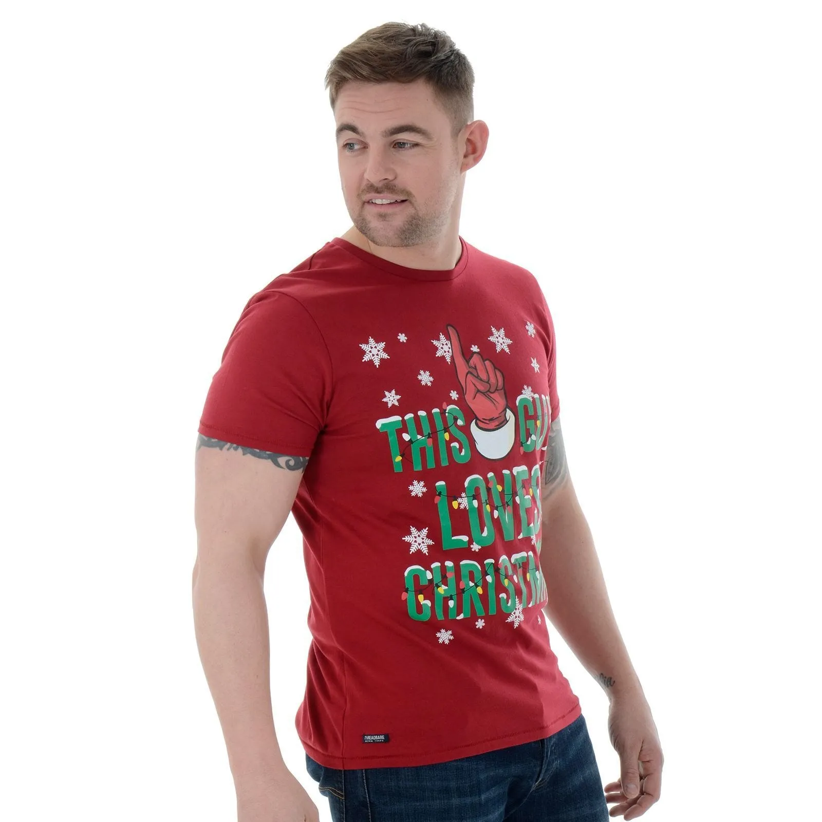 Mens Novelty Cotton Christmas T-Shirt Tee This Guy Loves Xmas