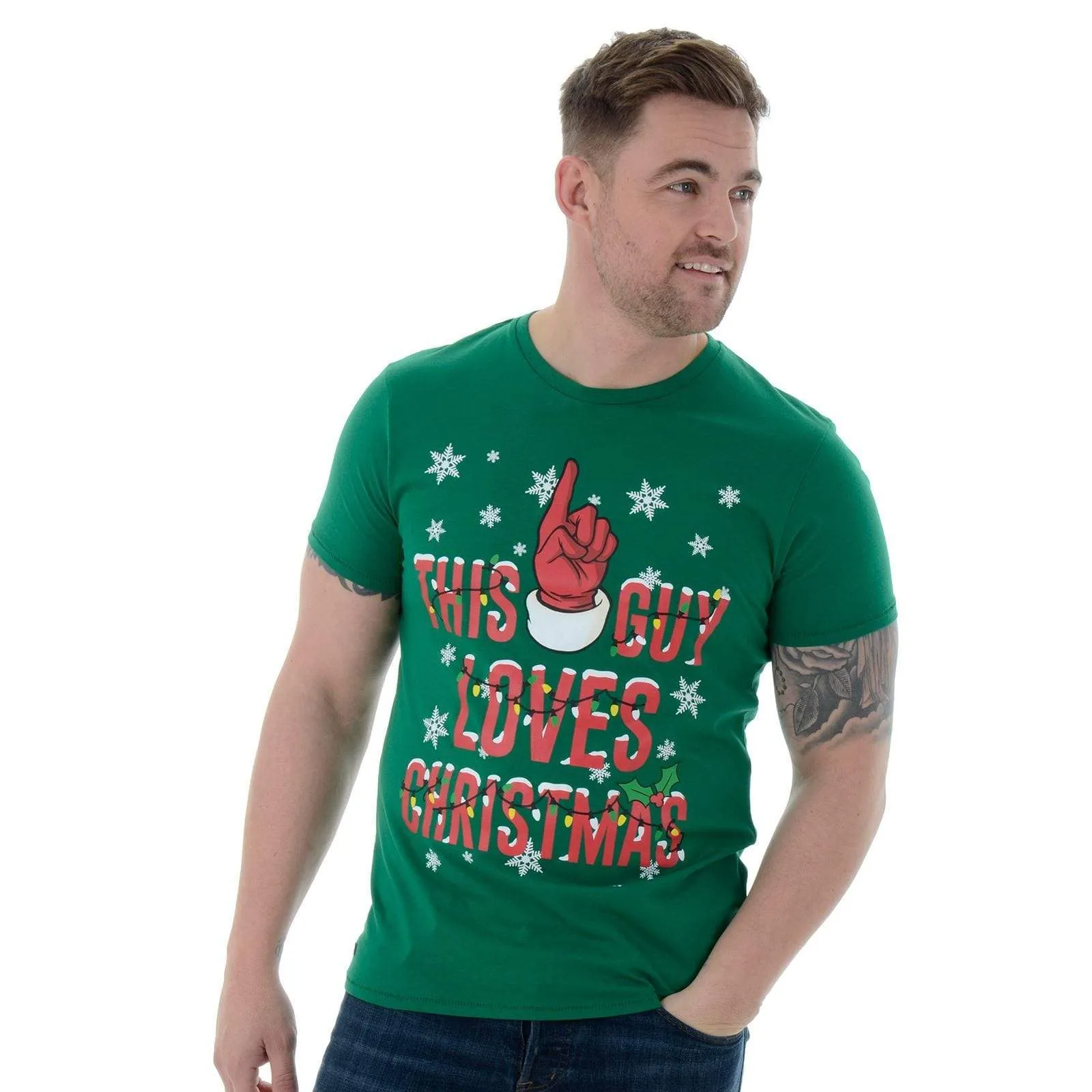 Mens Novelty Cotton Christmas T-Shirt Tee This Guy Loves Xmas