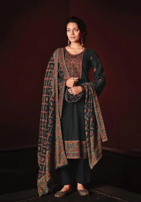 Mumtaz Unstitched Black Lawn Cotton Ladies Embroidery Suits With Dupatta