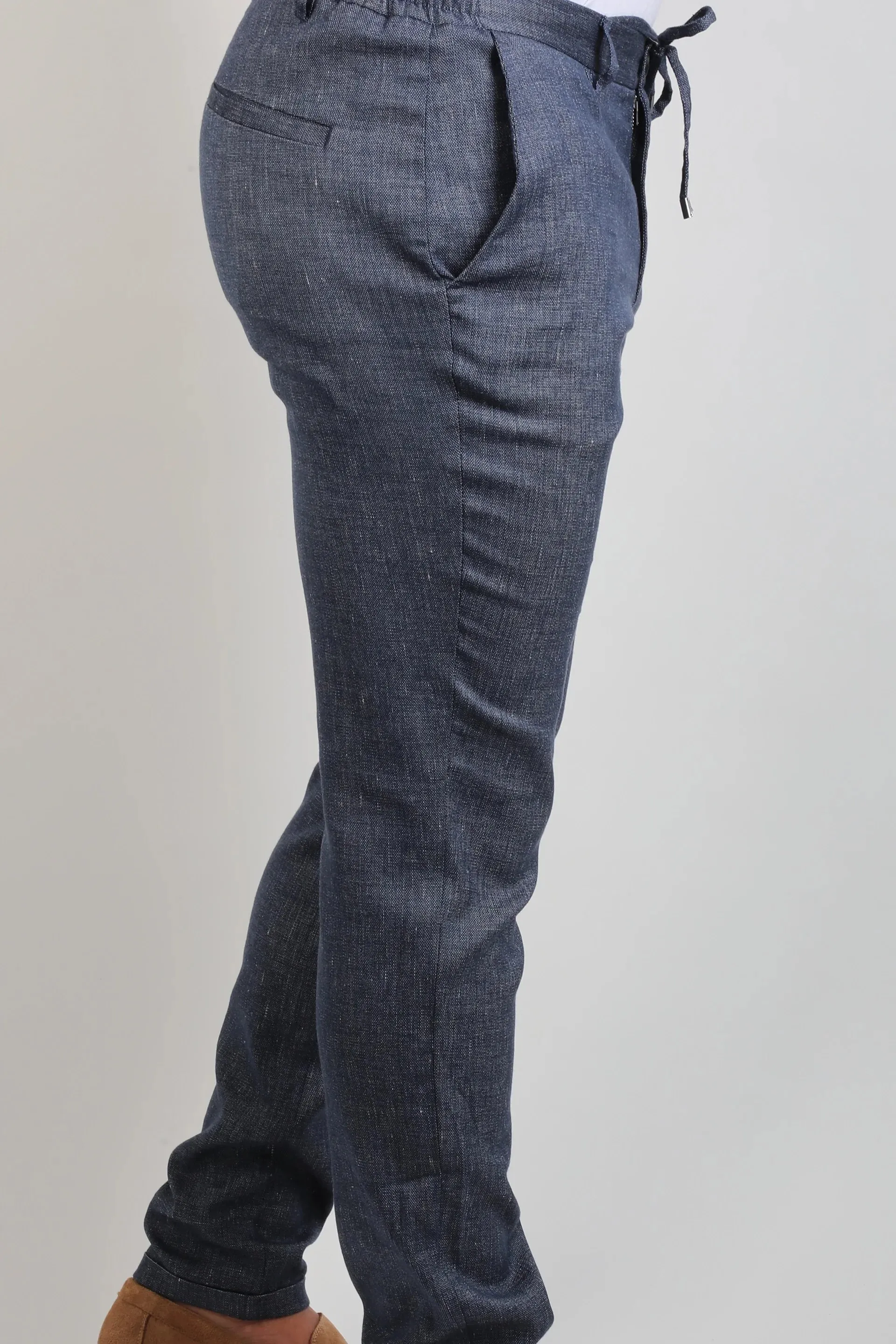 Navy Chino Jogger With Tie Waist