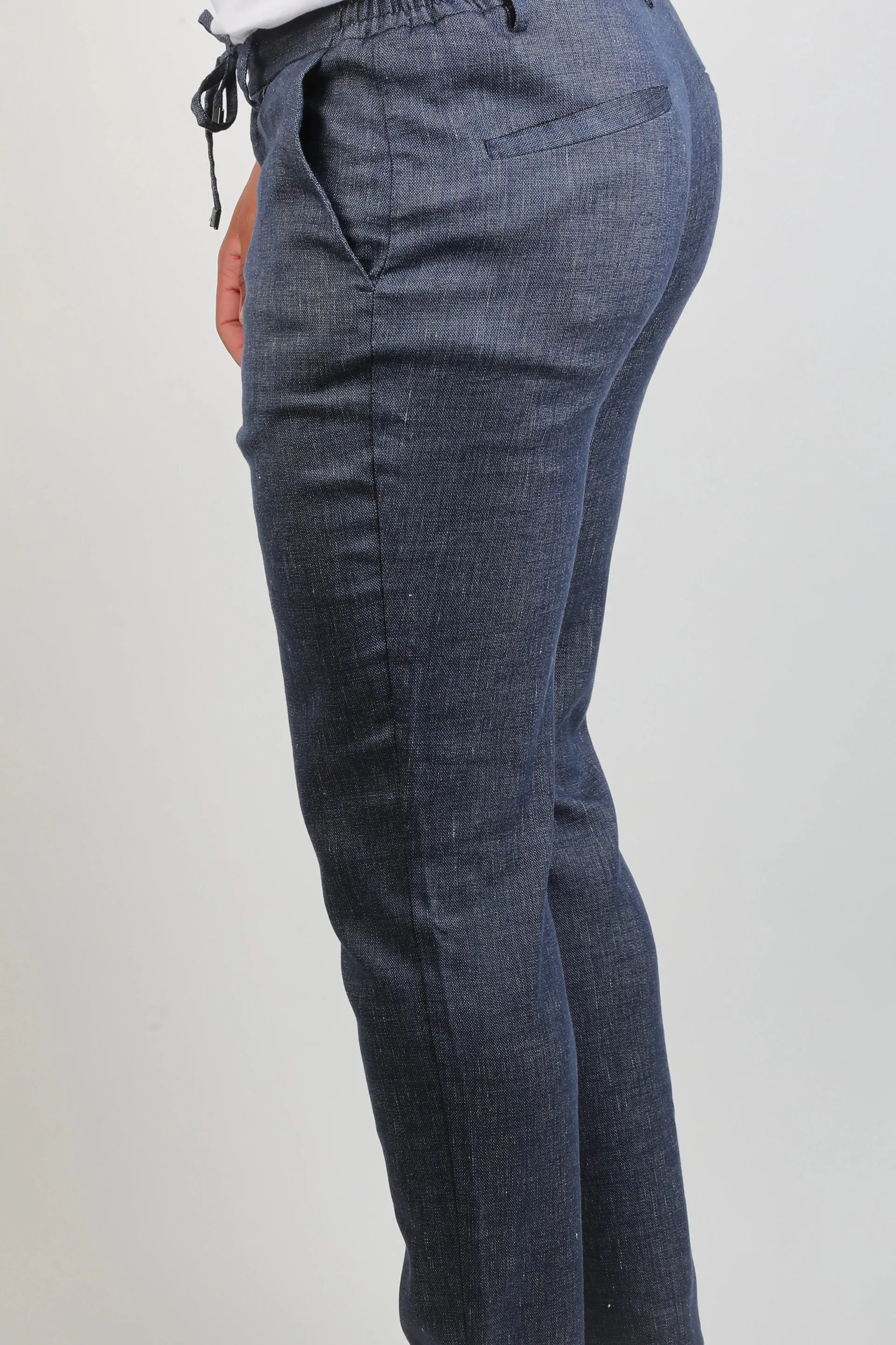 Navy Chino Jogger With Tie Waist