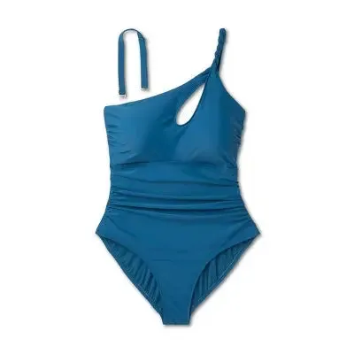 New - Shade & Shore Women's One Shoulder Keyhole One Piece Swimsuit Swimwear