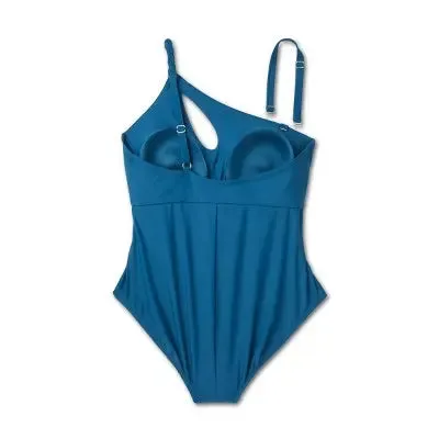 New - Shade & Shore Women's One Shoulder Keyhole One Piece Swimsuit Swimwear