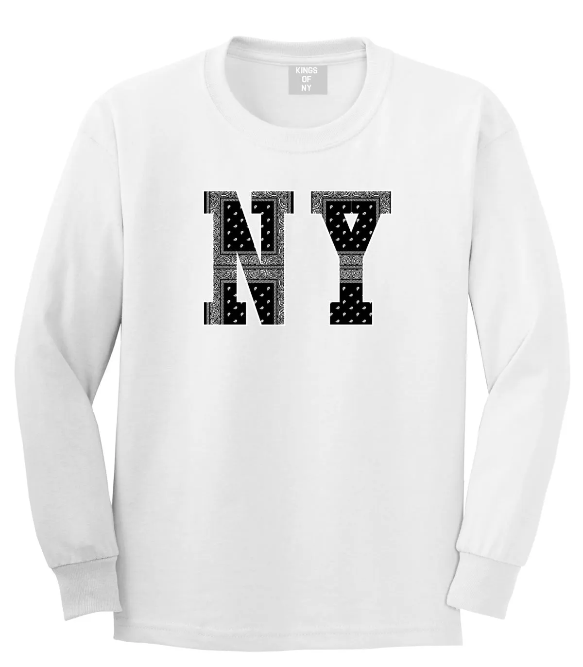 NY Bandana Print New York Black Flag Long Sleeve T-Shirt