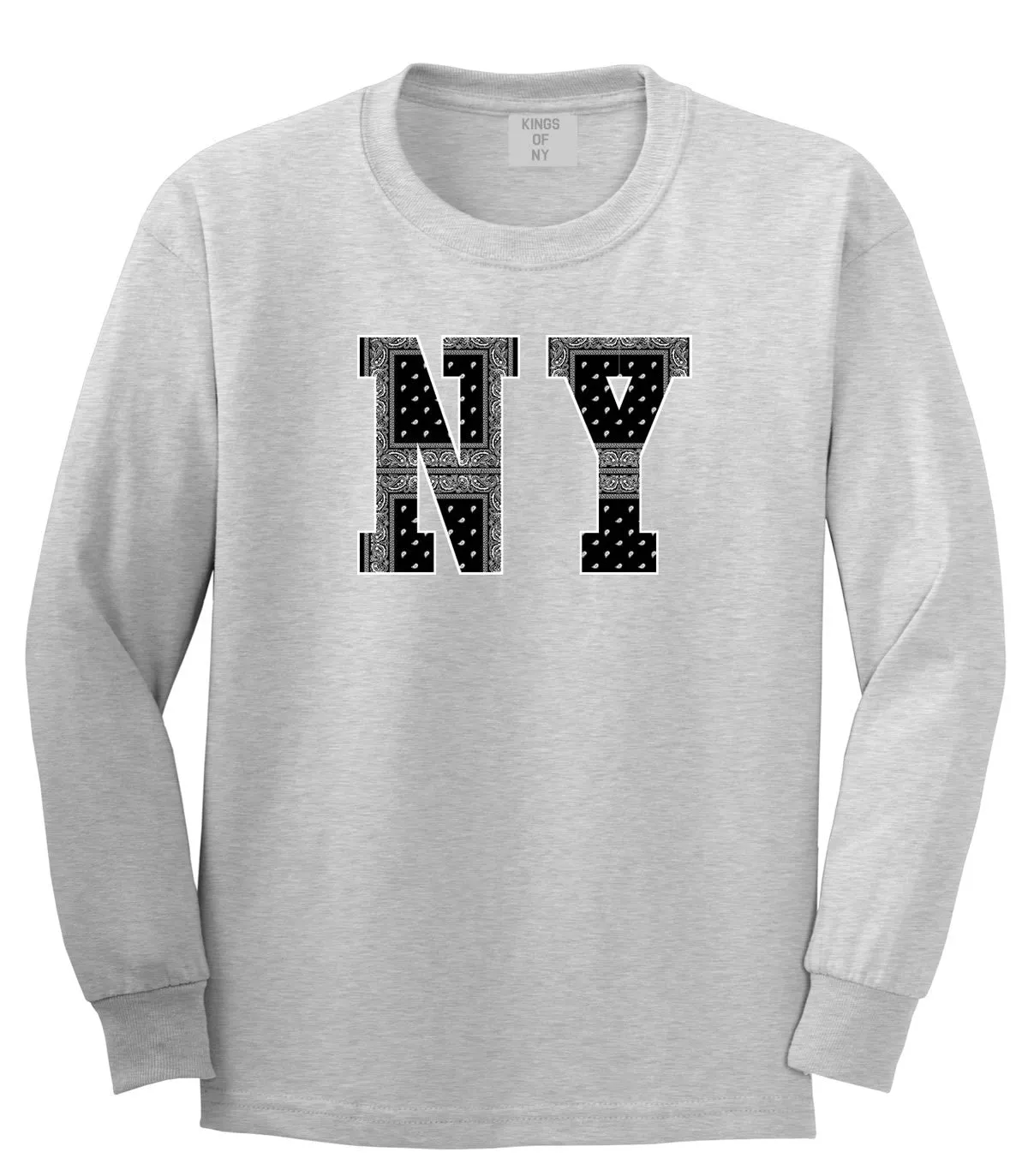 NY Bandana Print New York Black Flag Long Sleeve T-Shirt