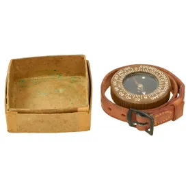 Original U.S. WWII Unissued Paratrooper Wrist Compass by Superior Magneto with Leather Wrist Band and Original Box