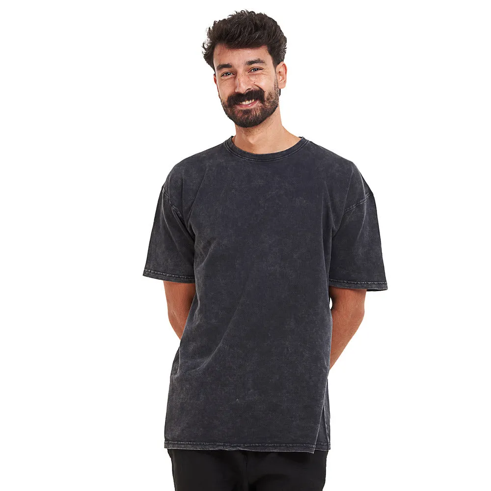 Oversized T-shirt Black Acid Washed