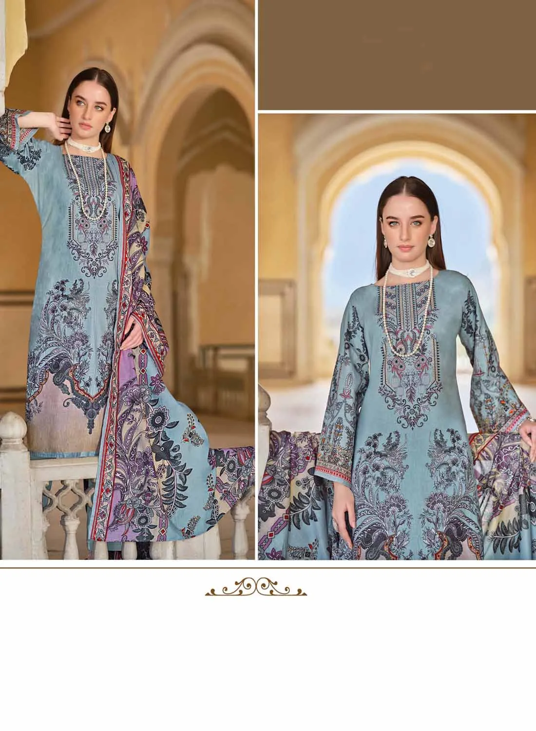 Pakistani Print Unstitched Cotton Suit Material for Women