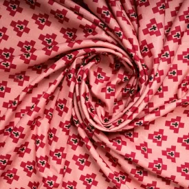 Pink Geometrical Print Rayon Fabric