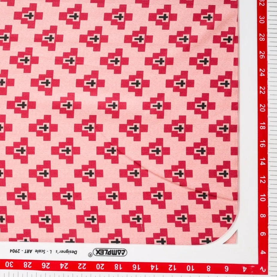 Pink Geometrical Print Rayon Fabric