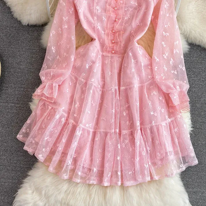 Pink Sweet Fairy A Line Mesh Princess Dress        S4938