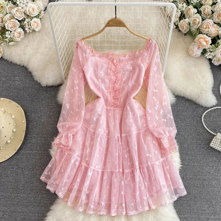 Pink Sweet Fairy A Line Mesh Princess Dress        S4938