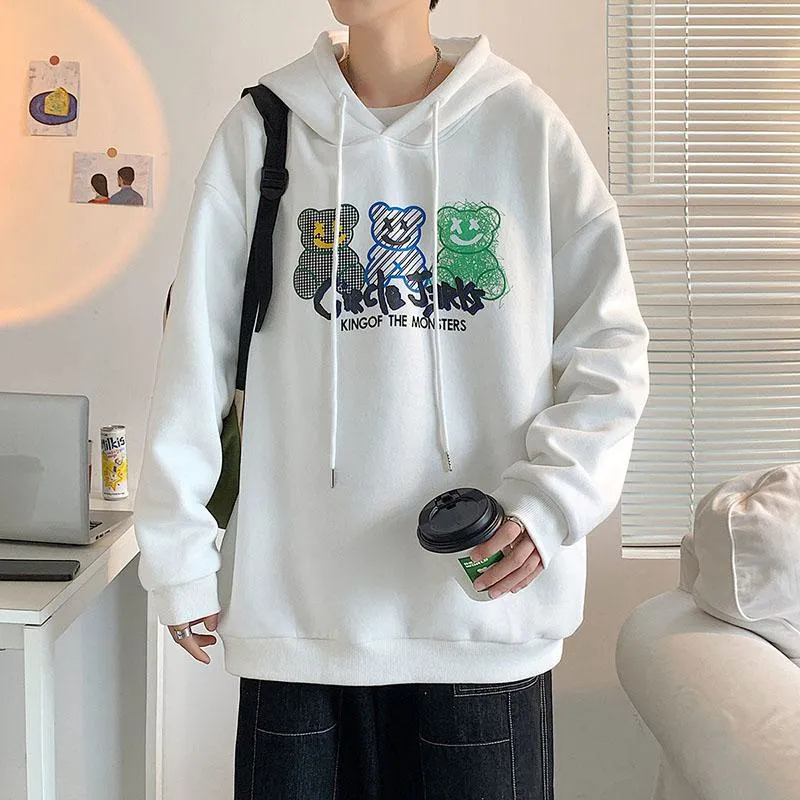 Print Casual Loose Fit Cartoon Hoodie