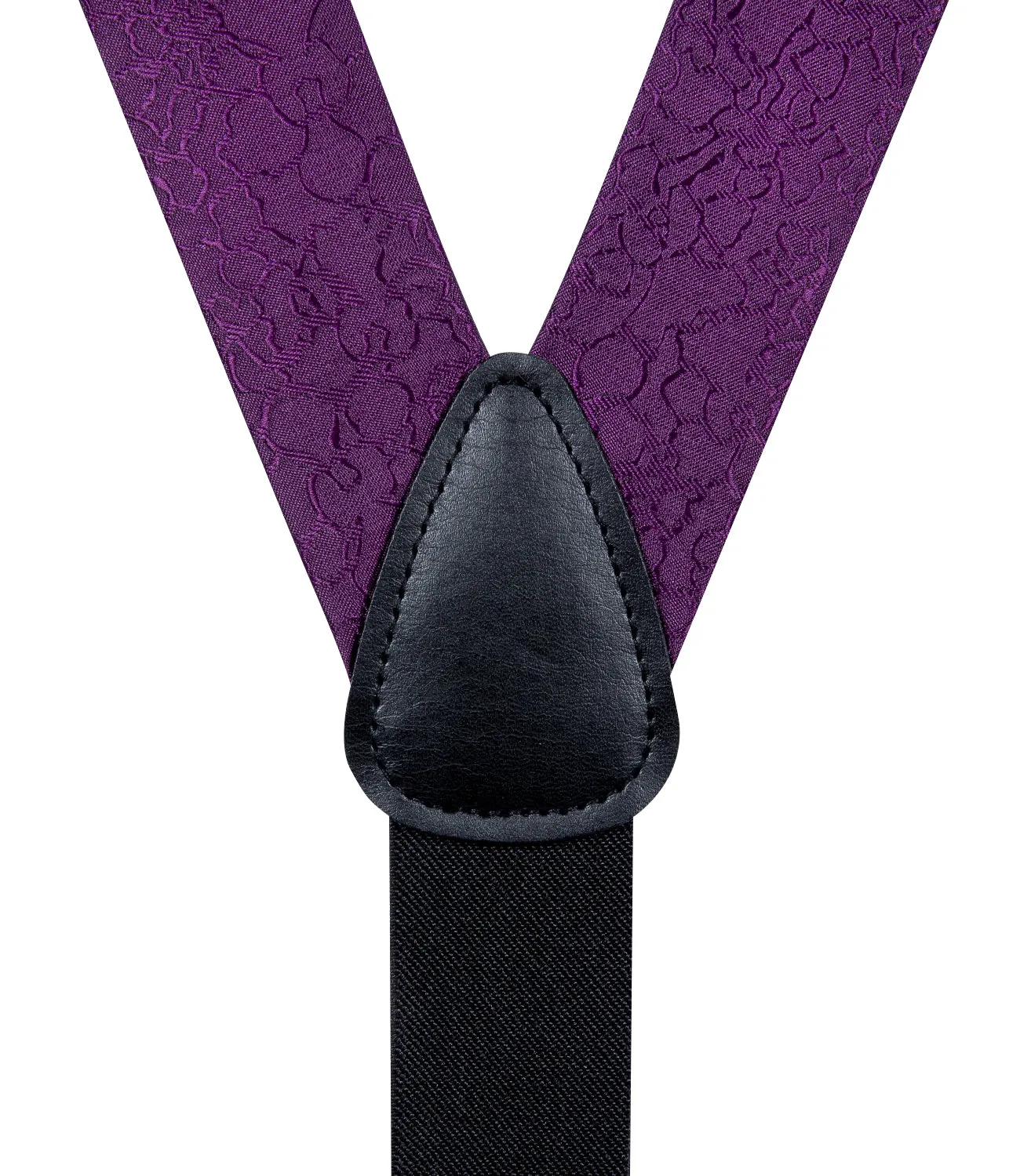 Purple Novelty Brace Clip-on Men's Suspender with Bow Tie Set