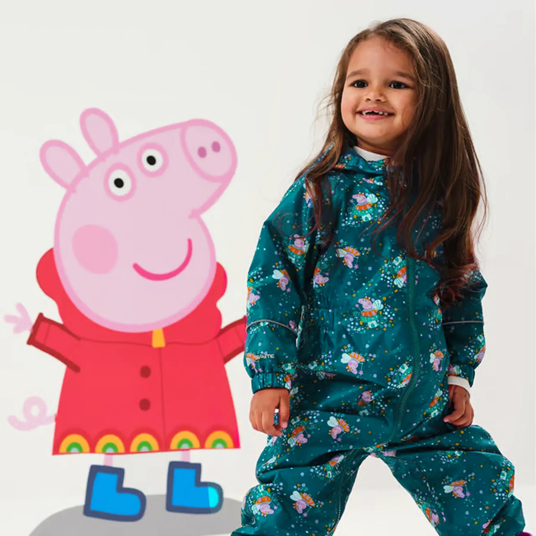 Regatta Childrens/Kids Pobble Peppa Pig Waterproof Snowsuit (Gulfstream)