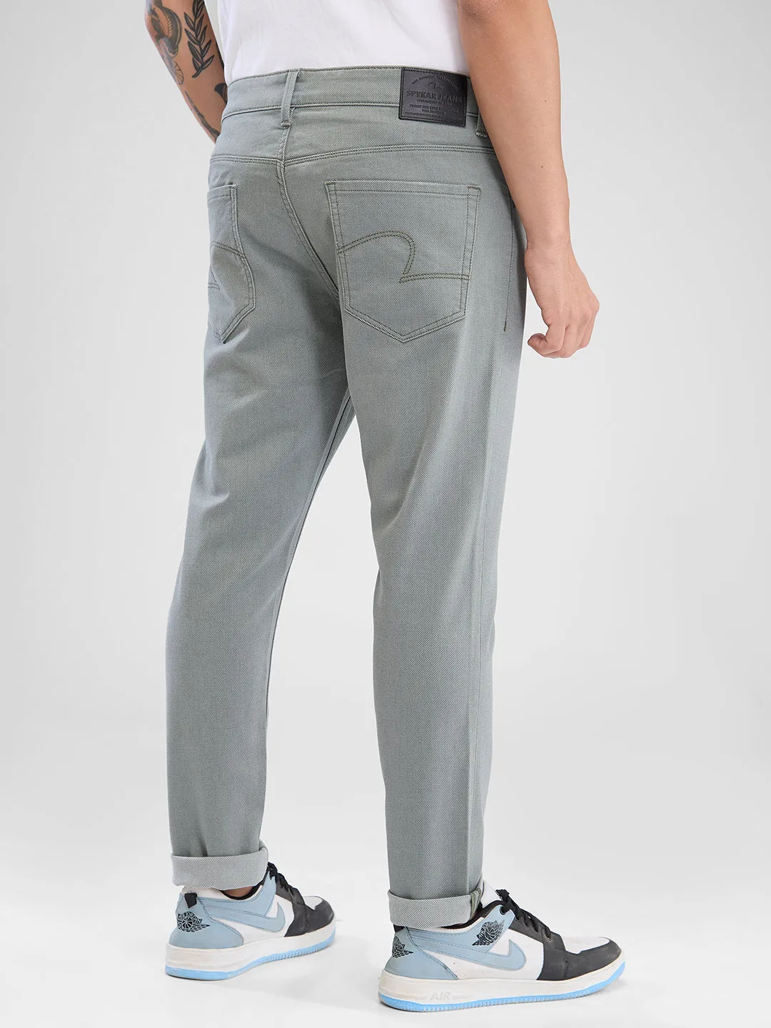 Spykar Greenish Grey Slim Fit Jeans For Men