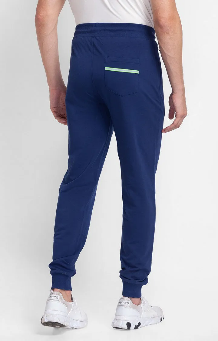 Spykar Indigo Blue Cotton Slim Fit Trackpant For Men