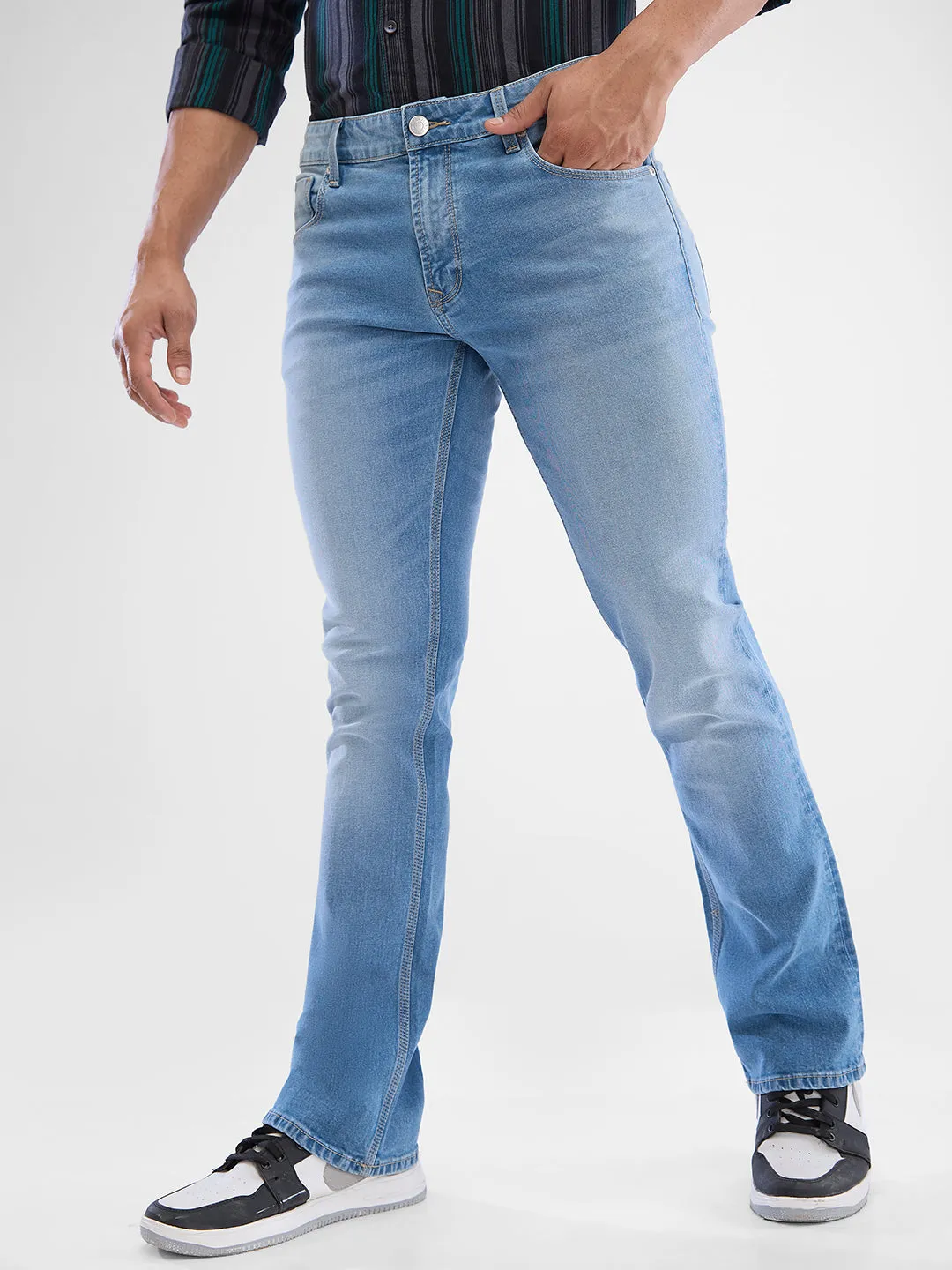 Spykar Light Blue Boot-Leg Jeans For Men