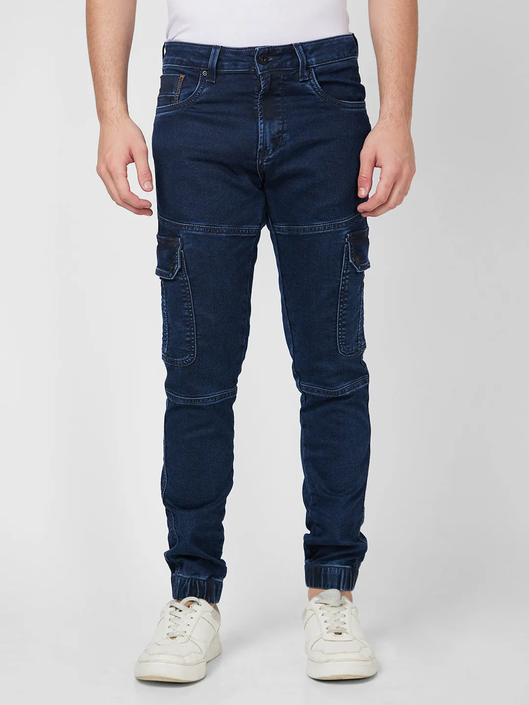 Spykar Men Dark Blue Comfort Fit High Rise Jeans