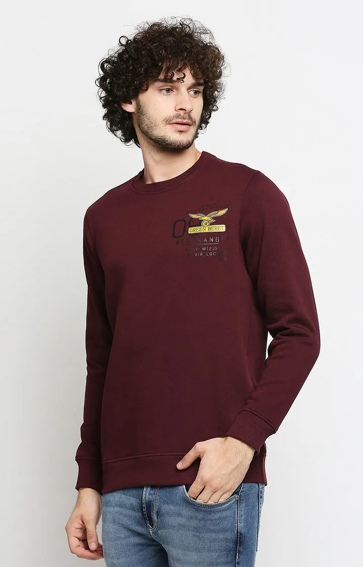 Spykar Men Purple Cotton Regular Fit Sweatshirt