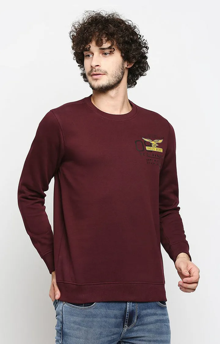 Spykar Men Purple Cotton Regular Fit Sweatshirt