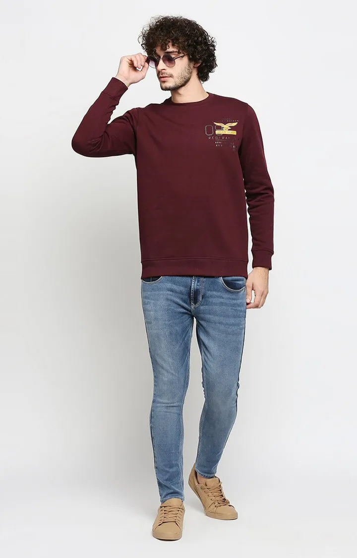 Spykar Men Purple Cotton Regular Fit Sweatshirt