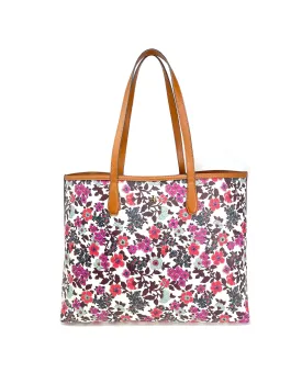 Tory Burch Cream Red Blue Wallpaper Floral Kerrington Tote