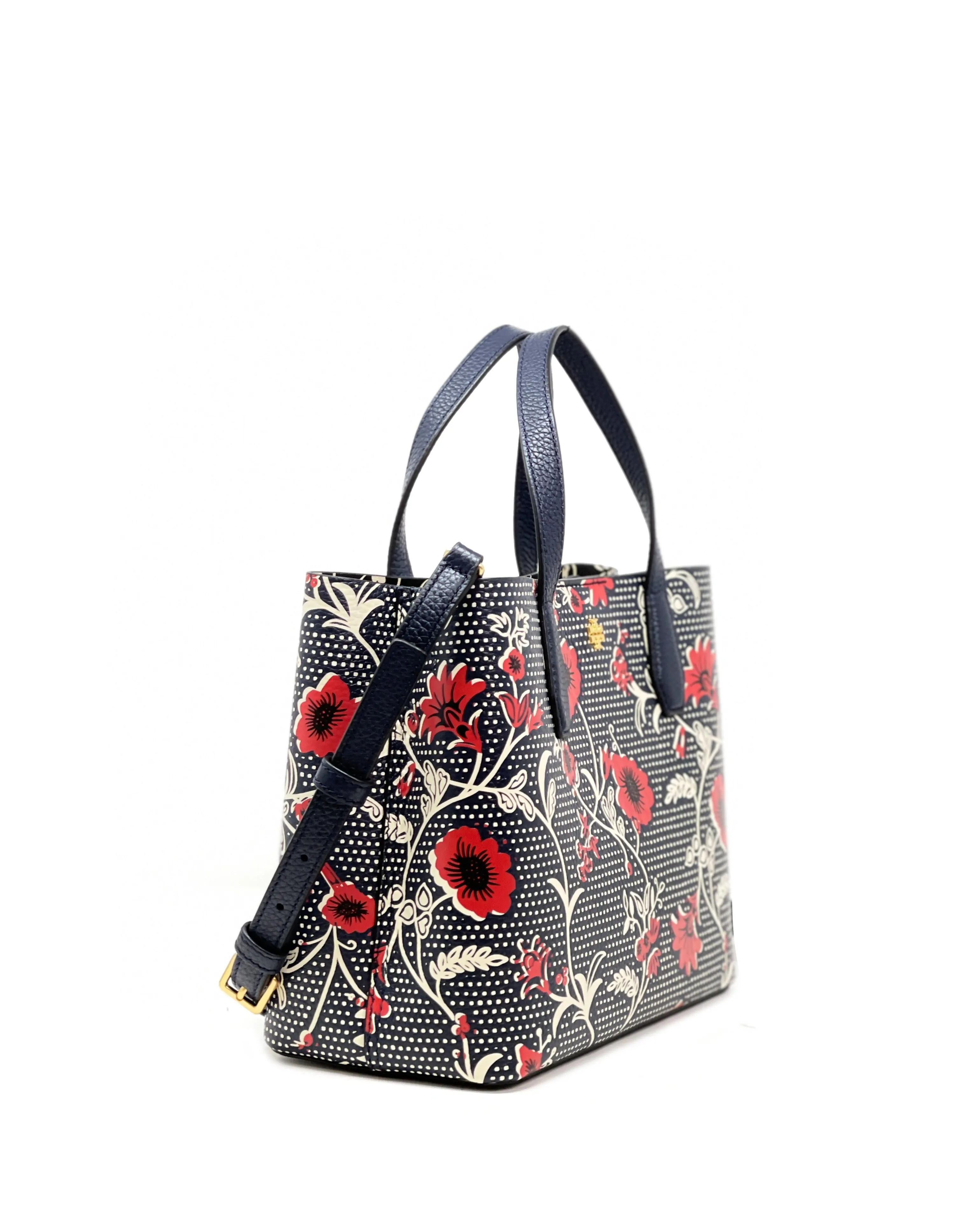 Tory Burch Navy Red Blake Printed Small Tote