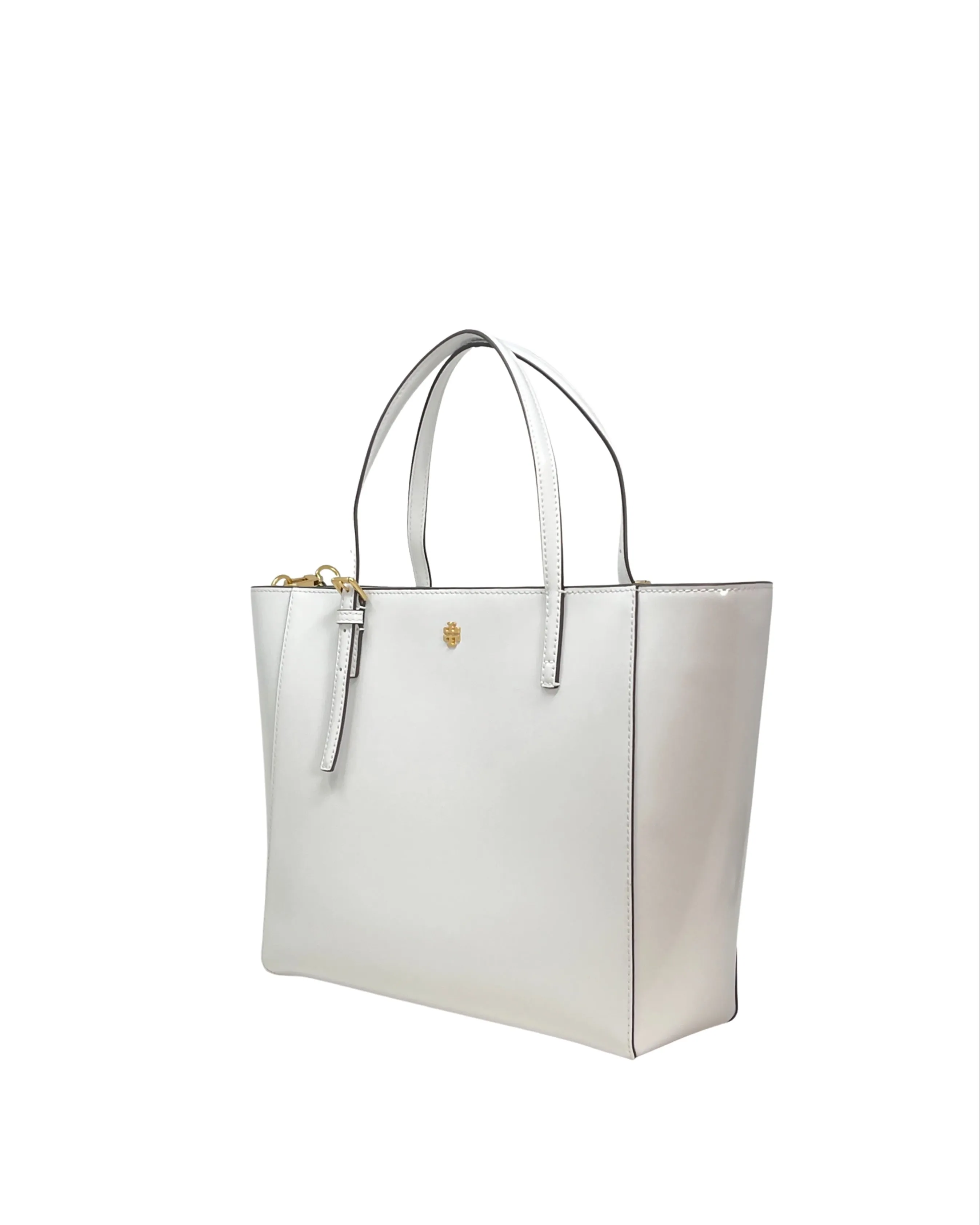 Tory Burch Optic White Emerson Patent Small Tote