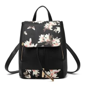 Trendy Artificial Leather Floral Backpack