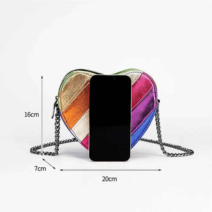 Trendy Heart Rainbow Crossbody Handbag