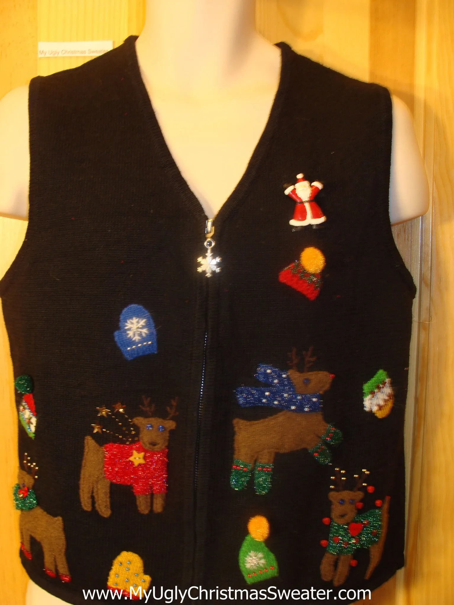 Ugly Christmas Sweater Vest Happy Reindeer Dancing