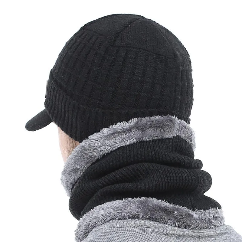 Unisex Winter Wool Beanie Cap and Scarf / Mask Sets