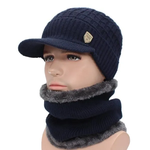 Unisex Winter Wool Beanie Cap and Scarf / Mask Sets