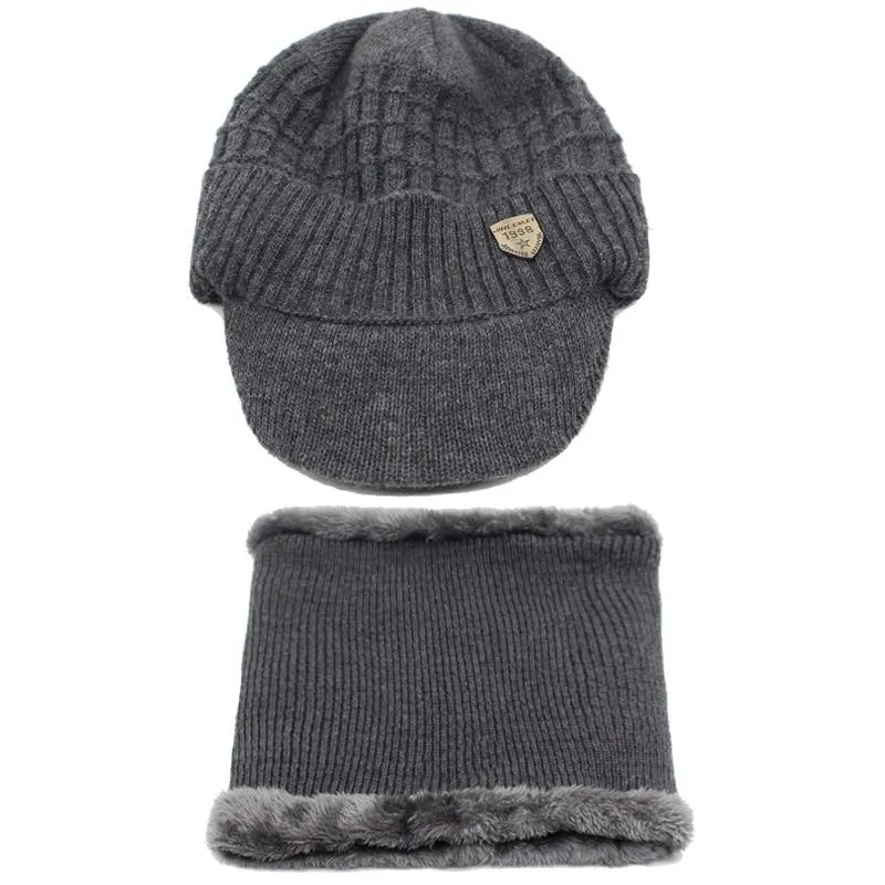 Unisex Winter Wool Beanie Cap and Scarf / Mask Sets