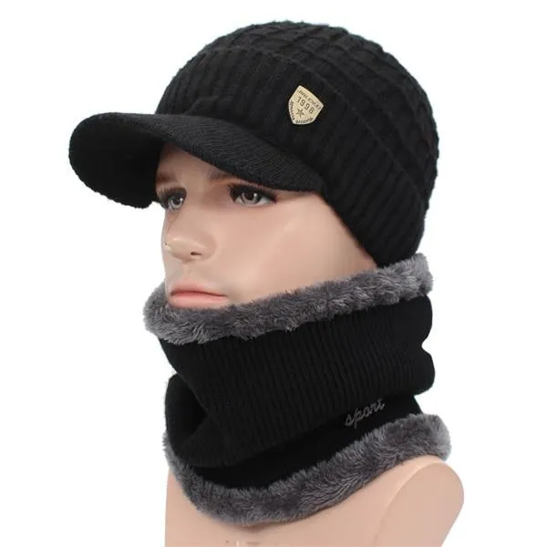 Unisex Winter Wool Beanie Cap and Scarf / Mask Sets