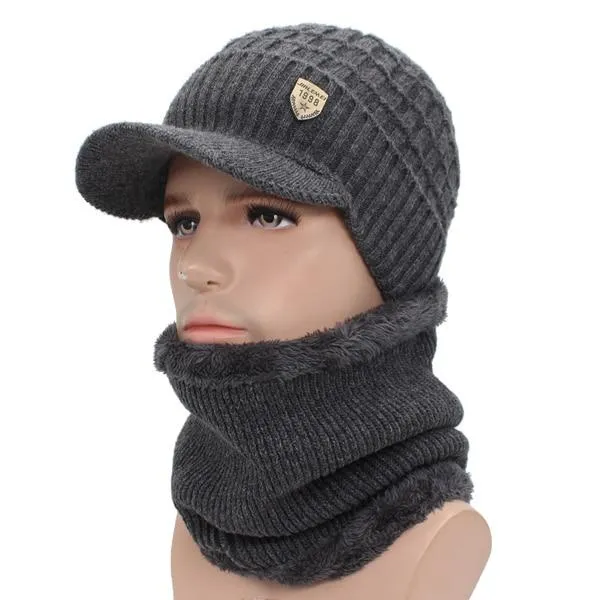 Unisex Winter Wool Beanie Cap and Scarf / Mask Sets