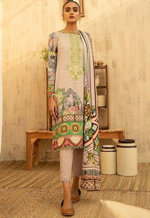 Unstitched Pink Printed Pakistani Cotton Suit Dress Material