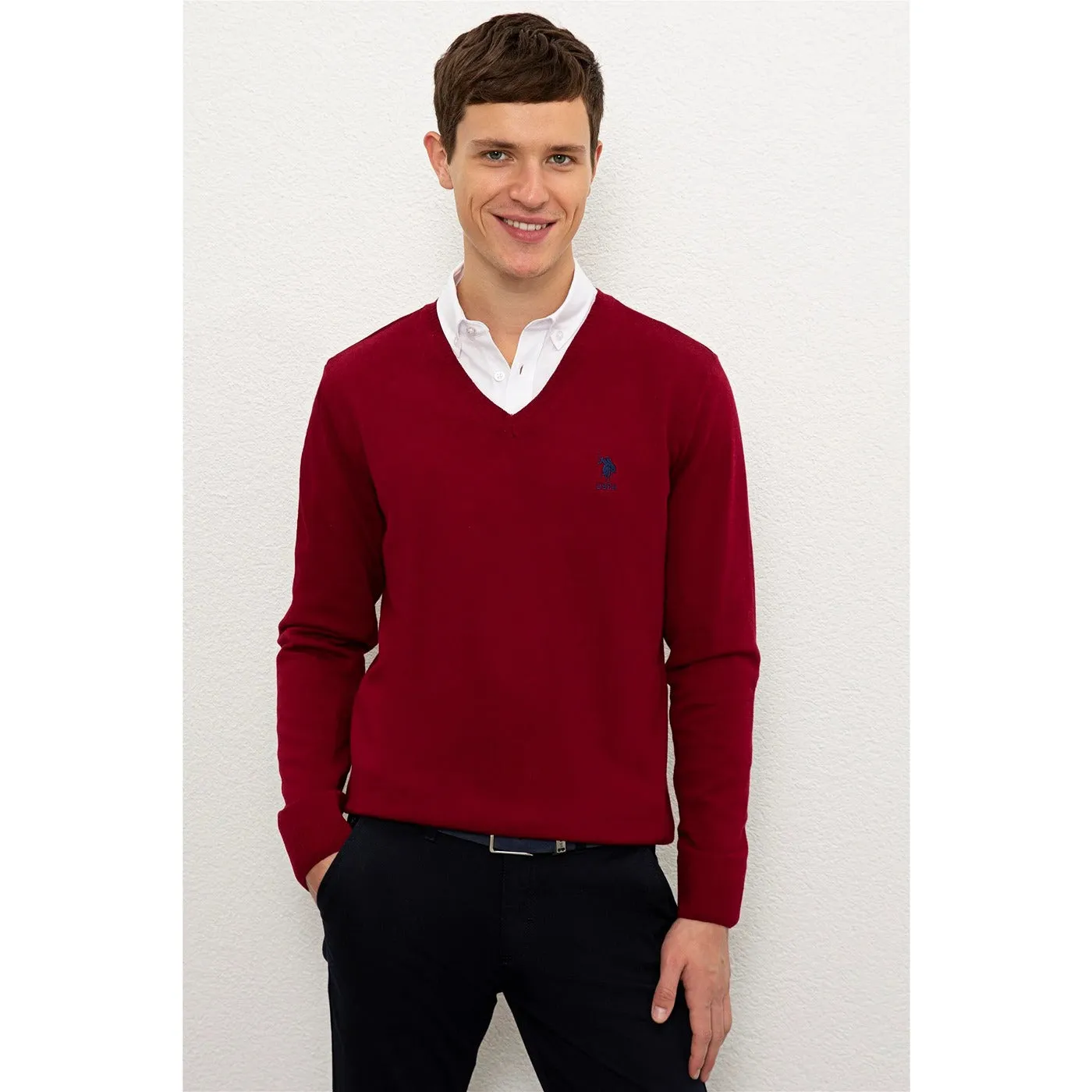 USP Red V-Neck Sweater