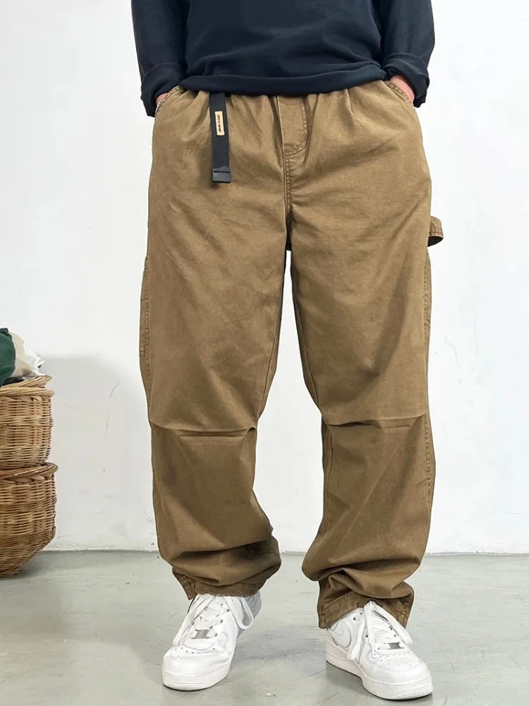 Wiaofellas  -  American High Quality Vintage Plus Size Cargo Men Pants Streetwear Baggy Casual Pants Harajuku Trend Straight-Leg Trousers Male