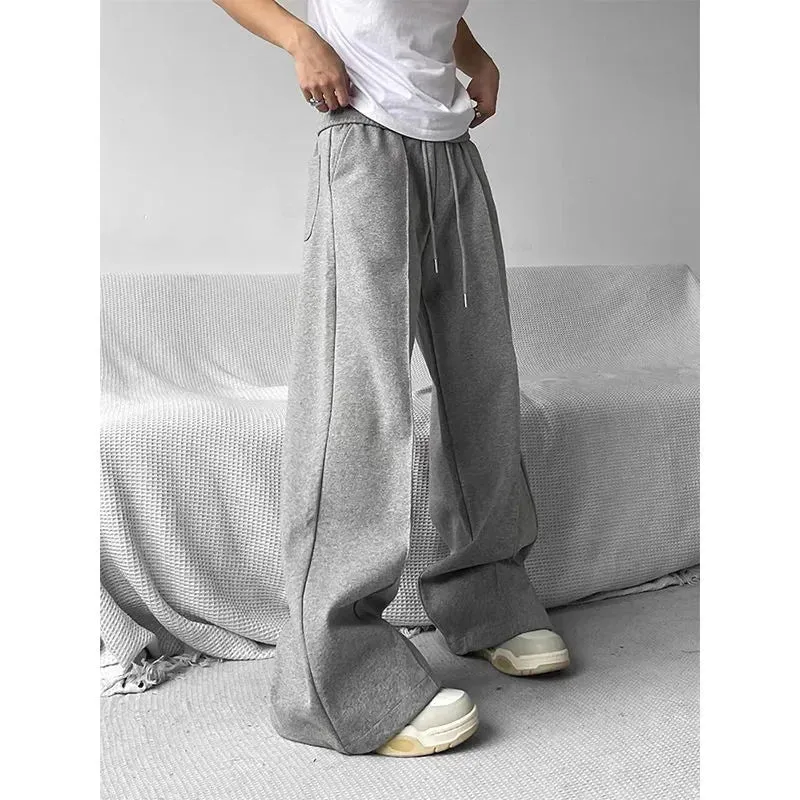 Wiaofellas  -  Loose Straight Sweatpants American High Street Spring and Fall New Casual Pants Men and Women Simple Solid Color Pants Joggers