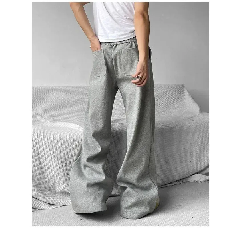 Wiaofellas  -  Loose Straight Sweatpants American High Street Spring and Fall New Casual Pants Men and Women Simple Solid Color Pants Joggers