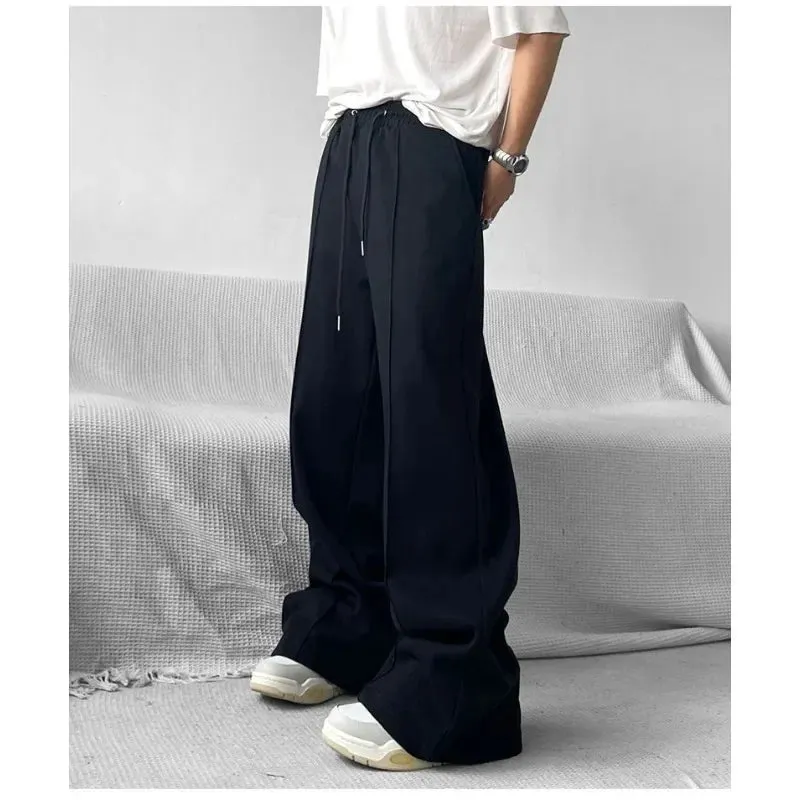 Wiaofellas  -  Loose Straight Sweatpants American High Street Spring and Fall New Casual Pants Men and Women Simple Solid Color Pants Joggers