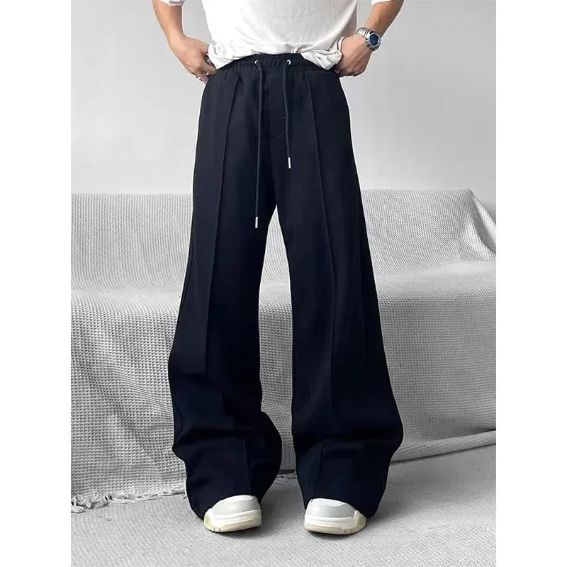 Wiaofellas  -  Loose Straight Sweatpants American High Street Spring and Fall New Casual Pants Men and Women Simple Solid Color Pants Joggers