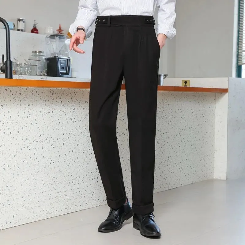 Wiaofellas - Men Autumn Winter Fashion Thick Woolen Suit Pants Men Business Formal Wear Pants Male Long Straight Dress Trousers H361