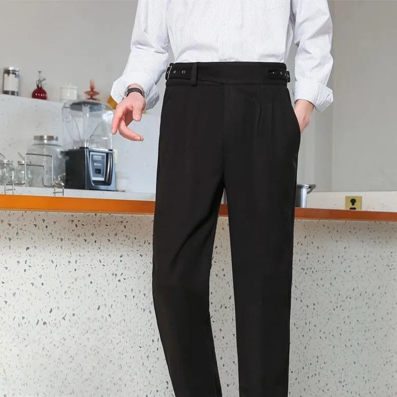 Wiaofellas - Men Autumn Winter Fashion Thick Woolen Suit Pants Men Business Formal Wear Pants Male Long Straight Dress Trousers H361