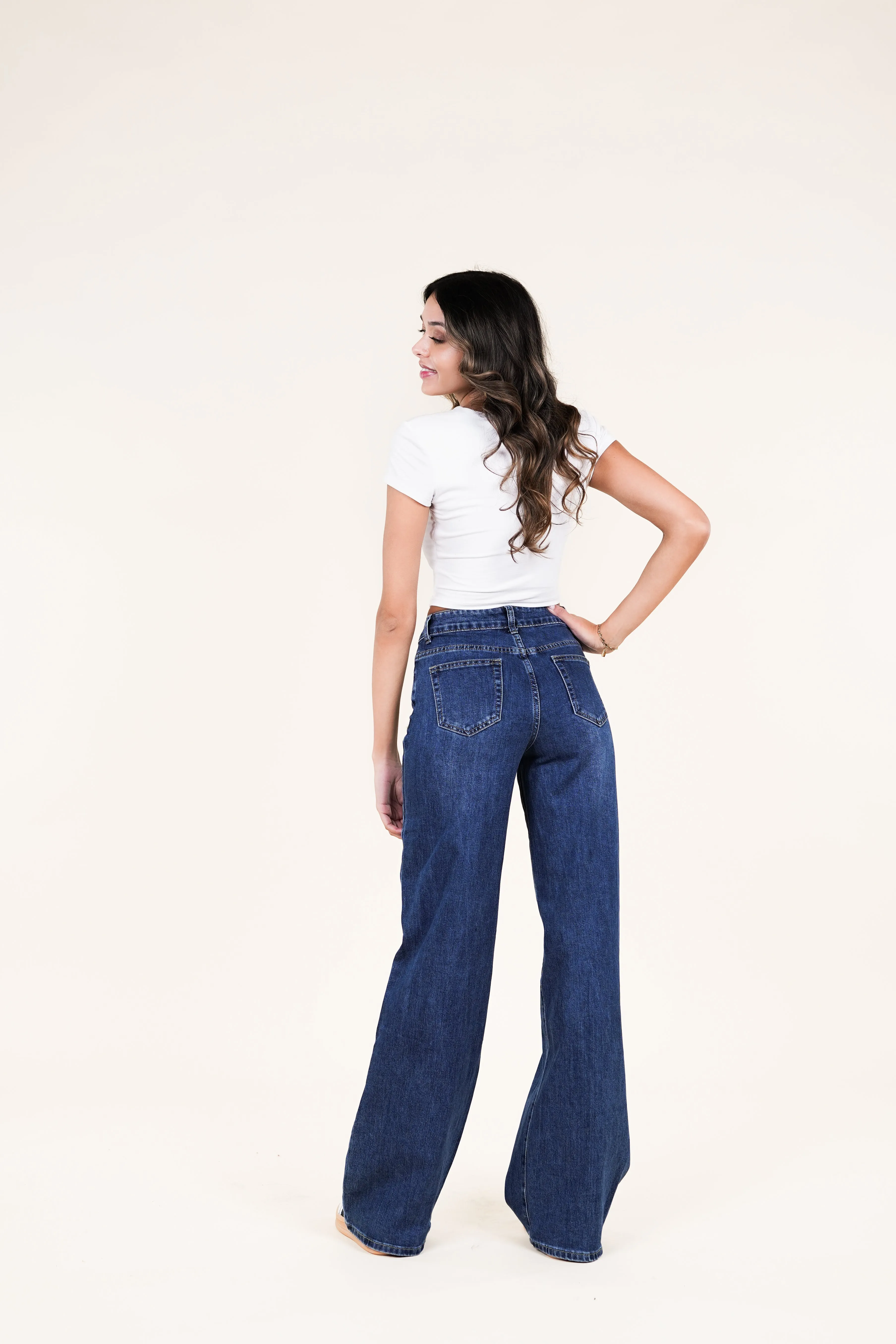 Wide leg jeans blauw - Robin