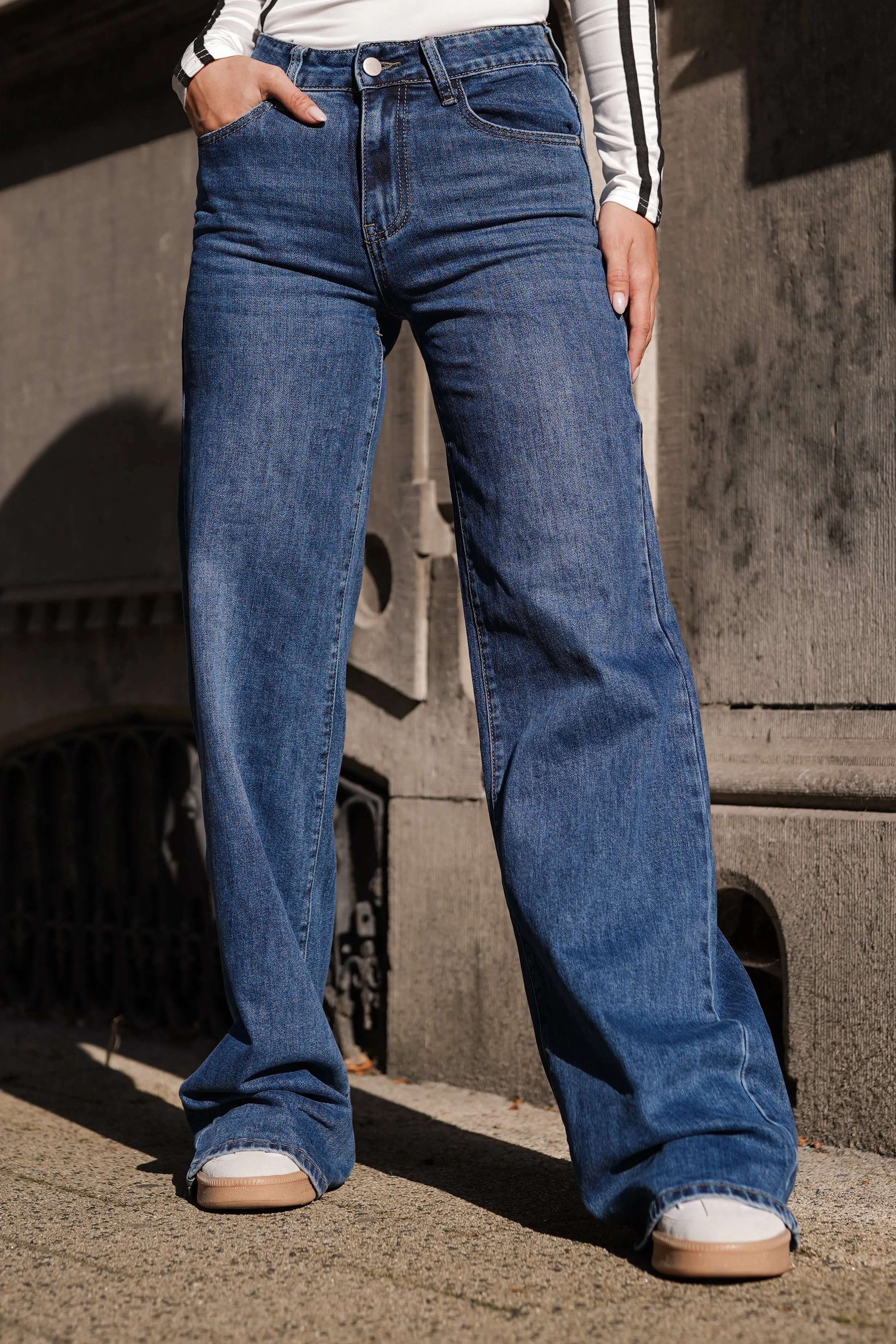 Wide leg jeans blauw - Robin