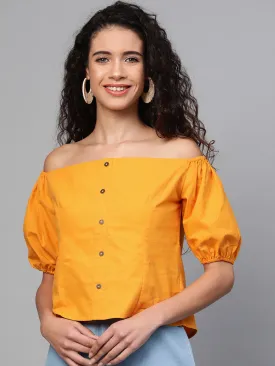 Women Mustard Off Shoulder Top